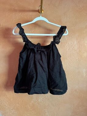 Every Black Sheer Strap Babydoll Tank Lightweight Cotton XS